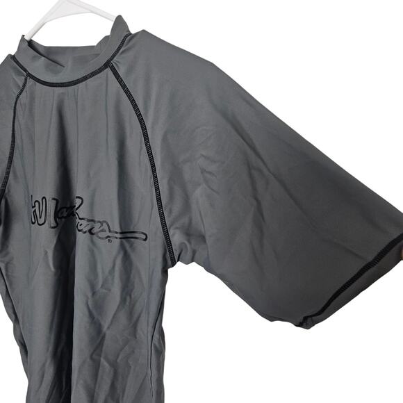 Maui and Sons Rash Guard Gray Short Sleeve Swimwear Swim Top Men M UPF 50+ - Picture 4 of 7